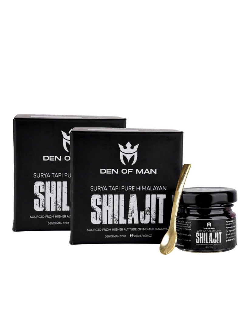 DEN OF MAN Shilajit for Men – Pure Himalayan Shilajit Resin, Natural Shilajit Supplement, Sun-Dried Fulvic Acid Rich Shilajeet, Supports Energy, Vitality & Wellness, 20g Glass Jar pack of 2 - Image 1